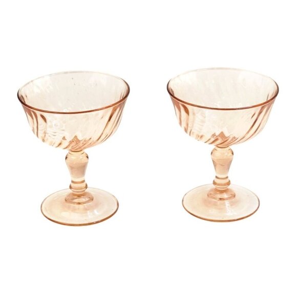 Arcoroc France Luminarc Rosaline Pink Depression Glass Sherbet Dessert Cups Set - Picture 3 of 12